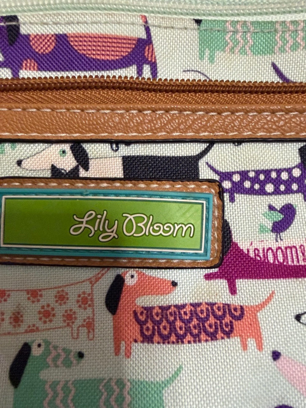 Lily Bloom Mint Crossbody Bag with Multicolor Dachshund Print - Picture 3 of 10